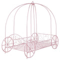 Powder Pink Twin Canopy Bed Box Spring Not Required Twin Pink Metal Bedroom Traditional Kids Metal