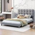 Twin Size Upholstered Platform Bed With Soft Headboard,Gray Gray Upholstered