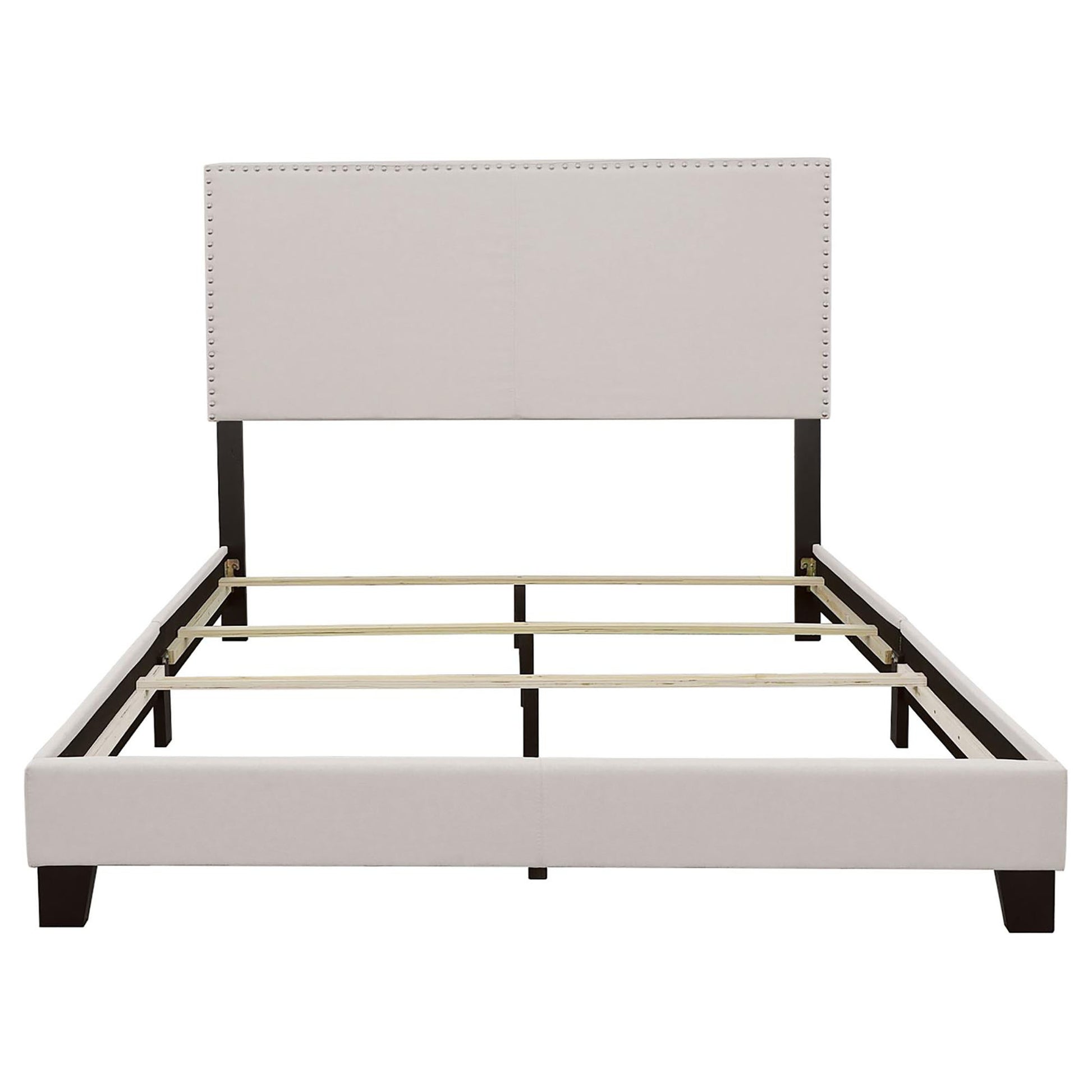 Ivory Twin Bed With Trim Box Spring Required Twin Ivory Wood Bedroom Transitional Panel Foam Upholstered