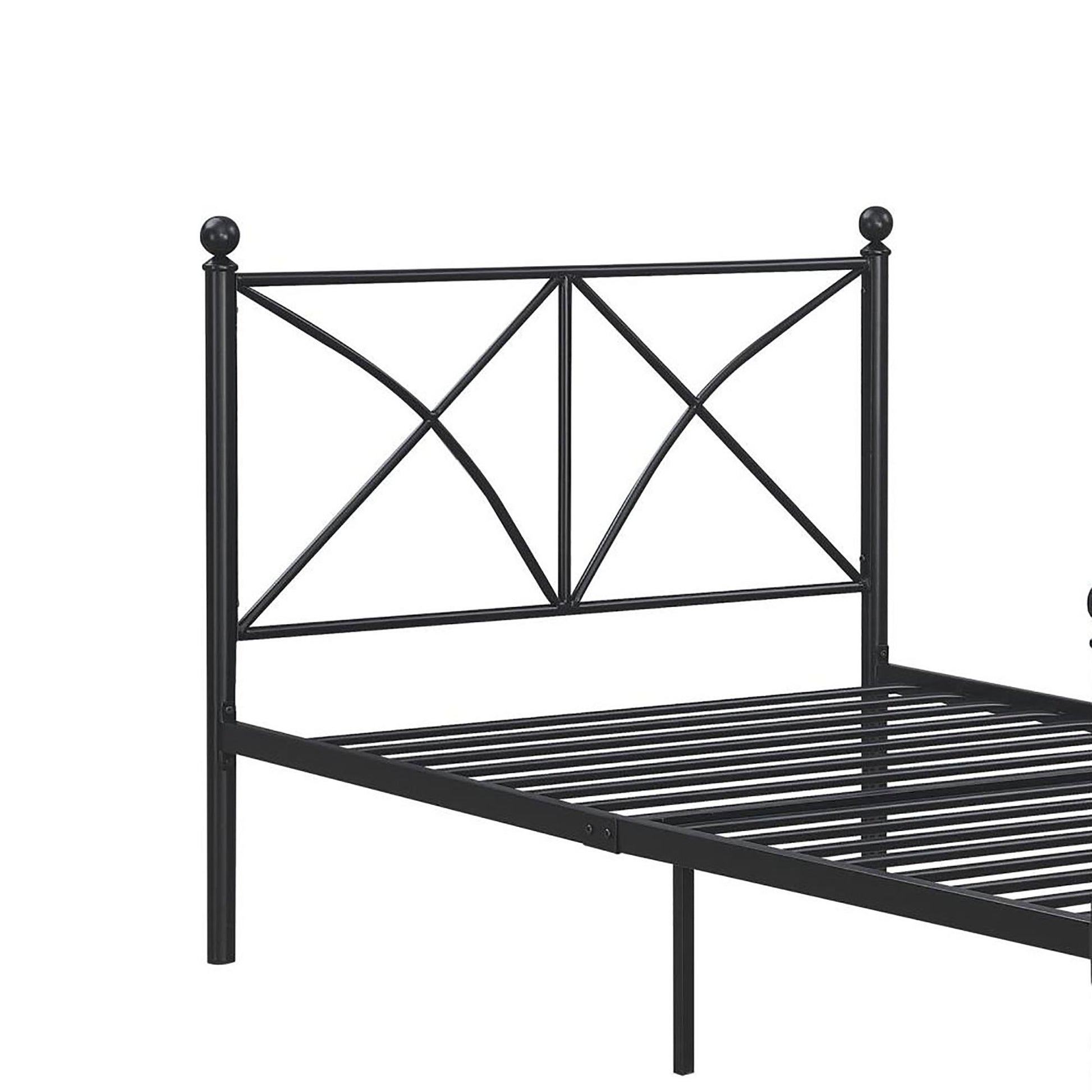 Black Full Platform Bed Box Spring Not Required Full Black Metal Bedroom Contemporary,Modern Open Frame Metal