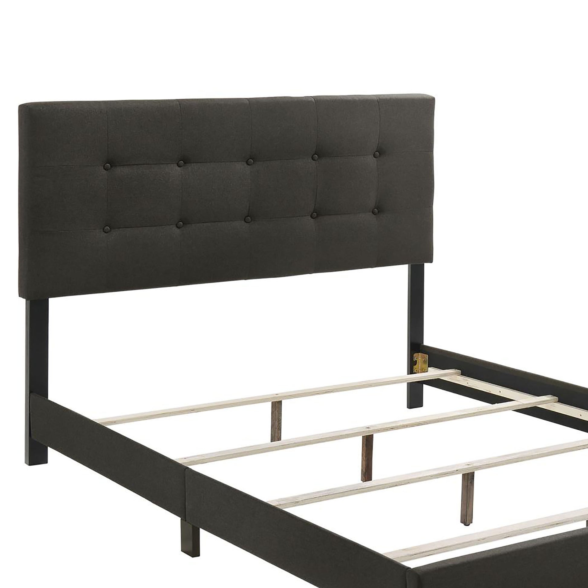 Charcoal Tufted Full Panel Bed Box Spring Required Full Charcoal Wood Bedroom Transitional Panel Foam Upholstered