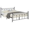 Gunmetal Slatted Full Platform Bed Box Spring Not Required Full Grey Metal Bedroom Transitional Bed Frame Metal