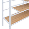 Full Size Metal Loft Bed With Upper Grid Storage Shelf And Lateral Storage Ladder, White White Mdf Metal