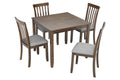 5 Piece Modern Dining Set, Square Wooden Dining Table With 4 Upholstered Chairs For Kitchen, Dining Room, Walnut Wood Walnut Seats 4 Wood Dining Room Acacia 4 Leg Square Dining Table With Chair Acacia Wood