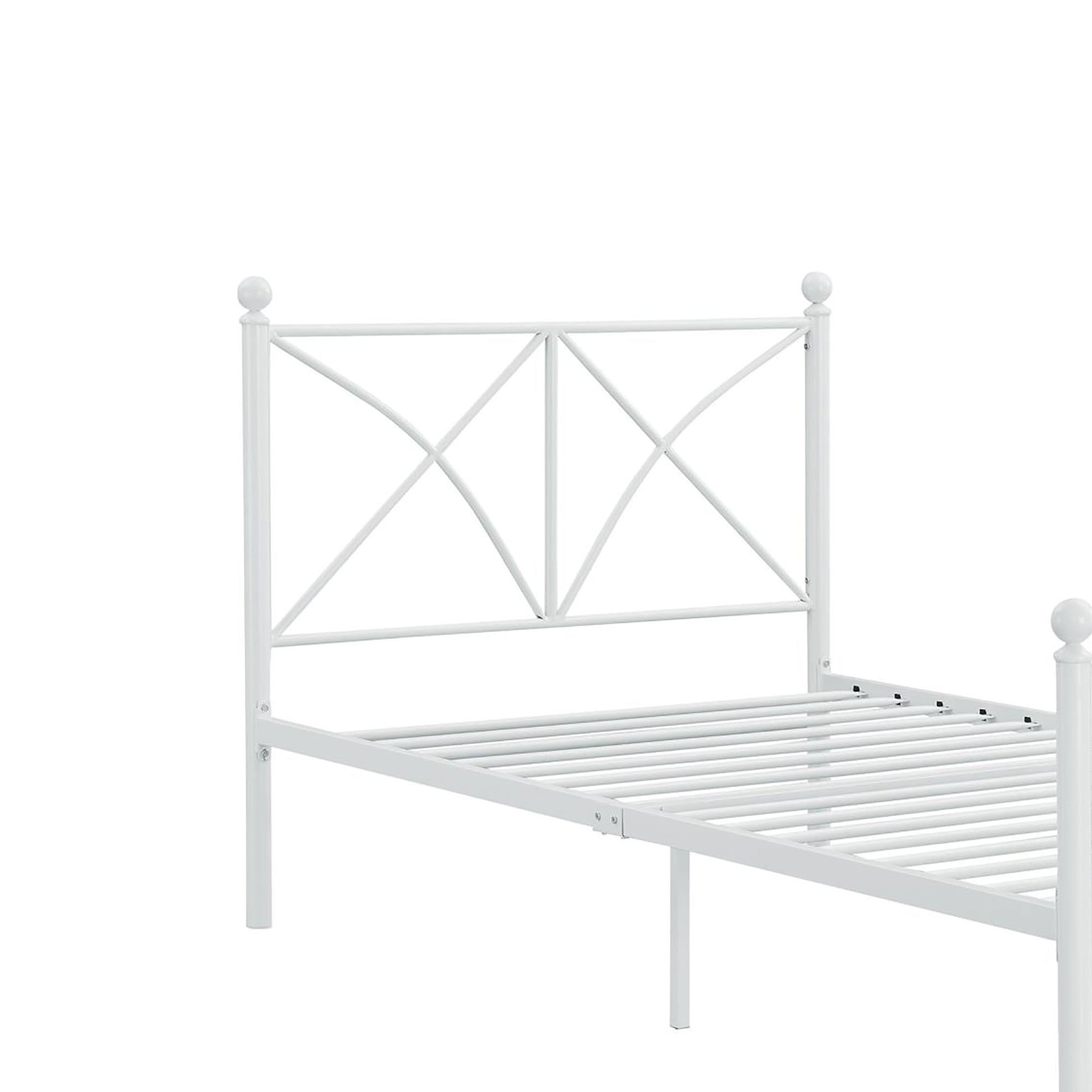 White Full Platform Bed Box Spring Not Required Full White Metal Bedroom Contemporary,Modern Open Frame Metal