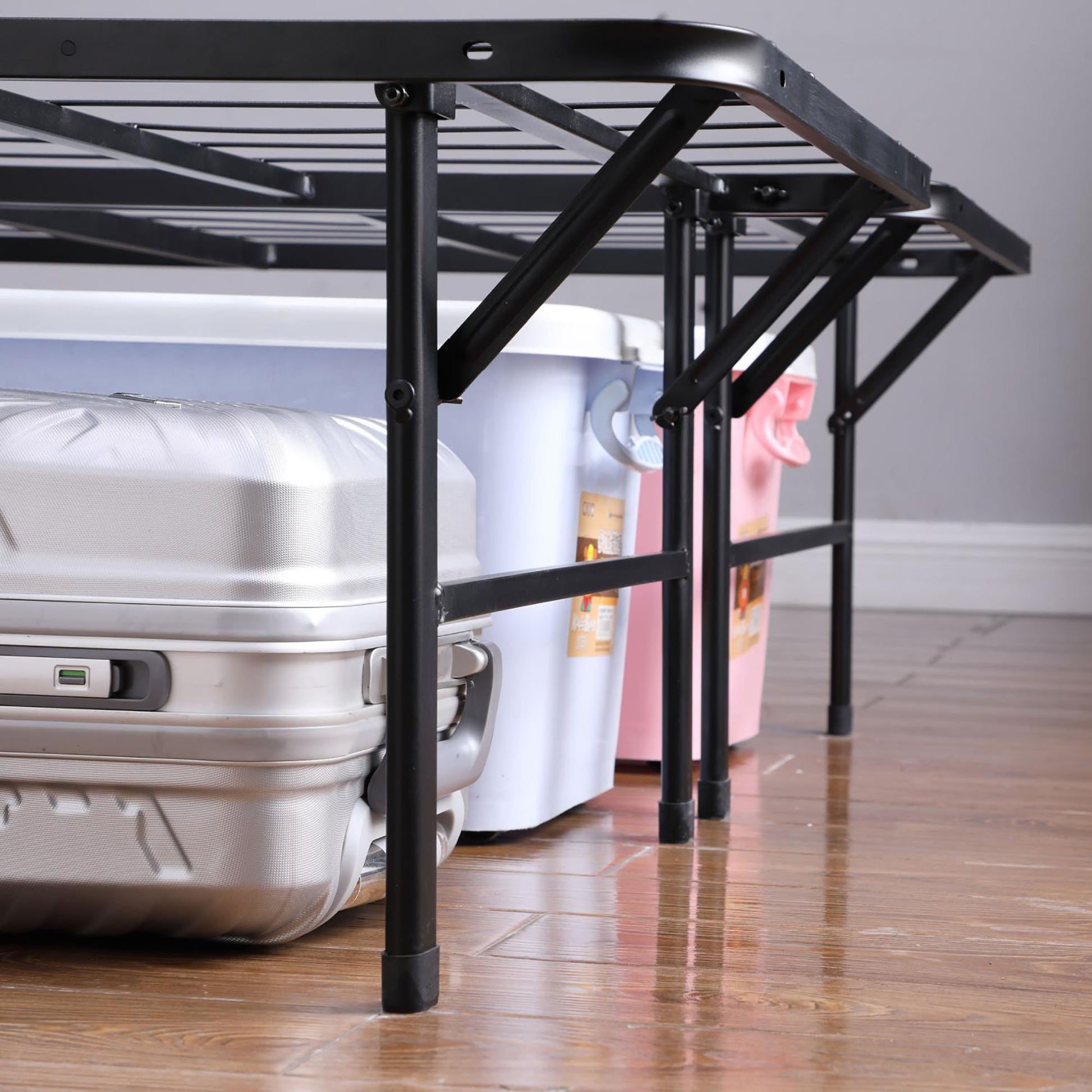 Black Queen Mattress Support Queen Black Metal Bedroom Contemporary,Modern Adjustable Bedbase Steel