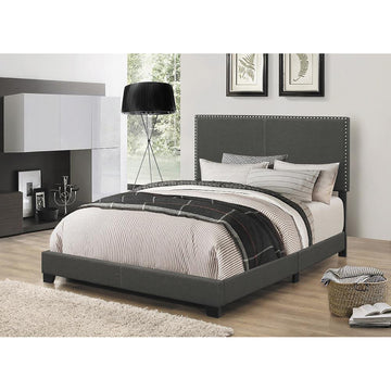 Charcoal Full Bed With Trim Box Spring Required Full Charcoal Wood Bedroom Transitional Panel Foam Upholstered