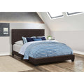 Brown Full Panel Bed Box Spring Required Full Brown Wood Bedroom Transitional Panel Foam Faux Leather Upholstered