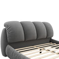 King Size Luxury Upholstered Bed With Thick Headboard, Velvet King Bed With Oversized Padded Backrest, Gray Expect Arrive Date 2024 3 15 King Gray Velvet