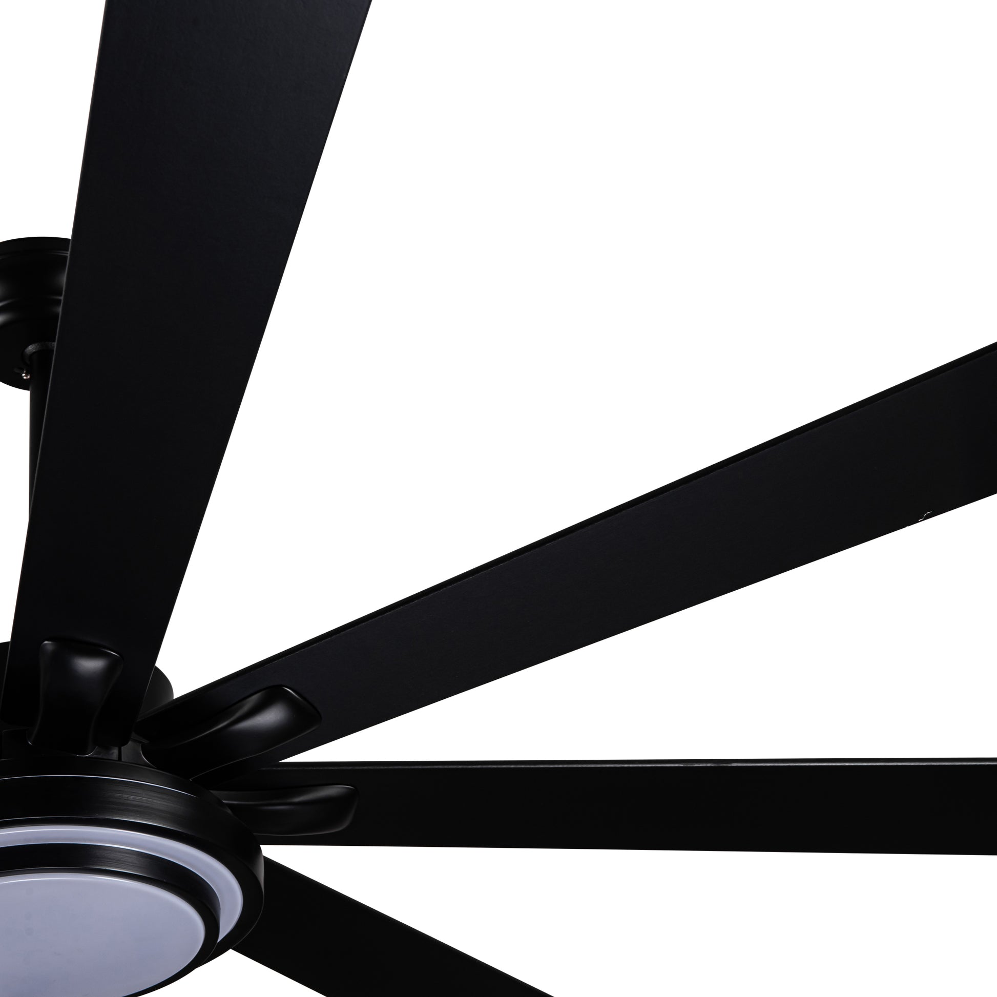 72" Integrated Led Matte Black Large Smart Ceiling Fan With Remote Control Black Plywood Metal