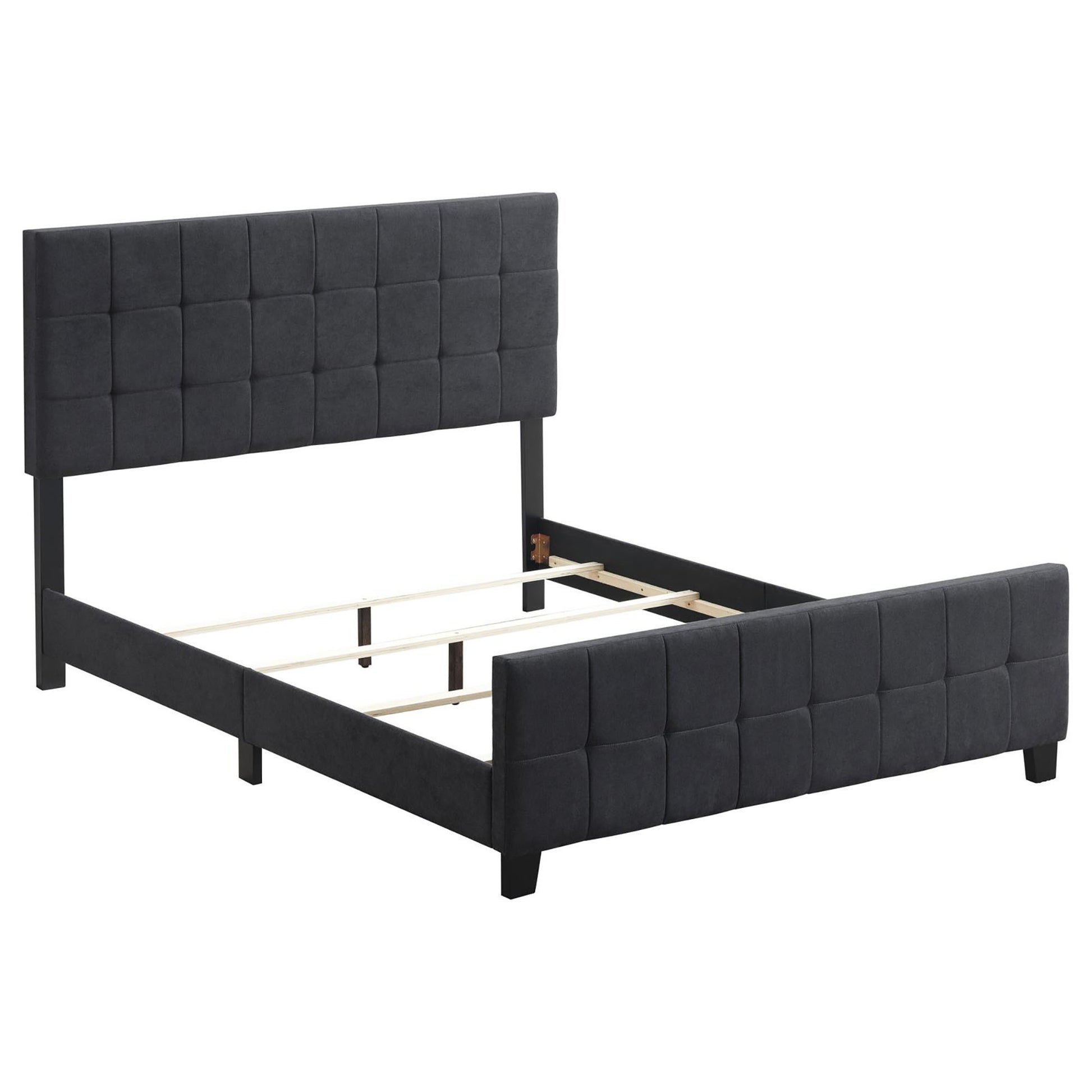 Grey Tufted Upholstered Queen Panel Bed Box Spring Required Queen Grey Wood Bedroom Contemporary,Modern Panel Foam Fabric