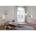 Powder Pink Twin Canopy Bed Box Spring Not Required Twin Pink Metal Bedroom Traditional Kids Metal