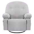 Modern Chenille Recliner Chairs Swivel Massage Rocker Recliner With Heat Natural Ash Chenille Manual Handle Metal Primary Living Space Soft Cushion Back Heavy Duty American Design,Artsy,Casual,Cute Pillow Top Arms Foam Chenille