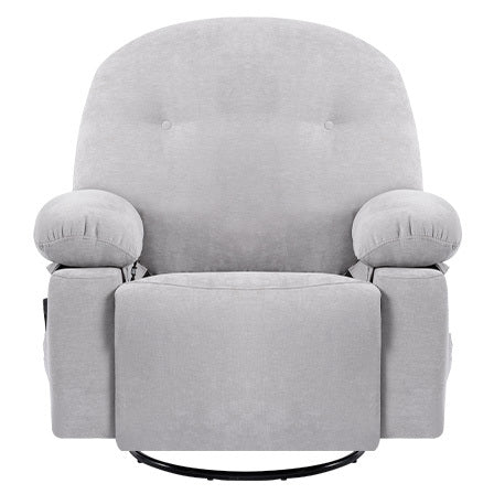 Modern Chenille Recliner Chairs Swivel Massage Rocker Recliner With Heat Natural Ash Chenille Manual Handle Metal Primary Living Space Soft Cushion Back Heavy Duty American Design,Artsy,Casual,Cute Pillow Top Arms Foam Chenille