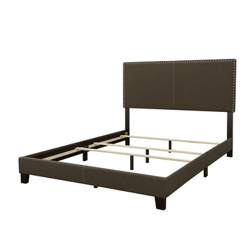 Charcoal Queen Bed With Trim Box Spring Required Queen Charcoal Wood Bedroom Transitional Panel Foam Upholstered