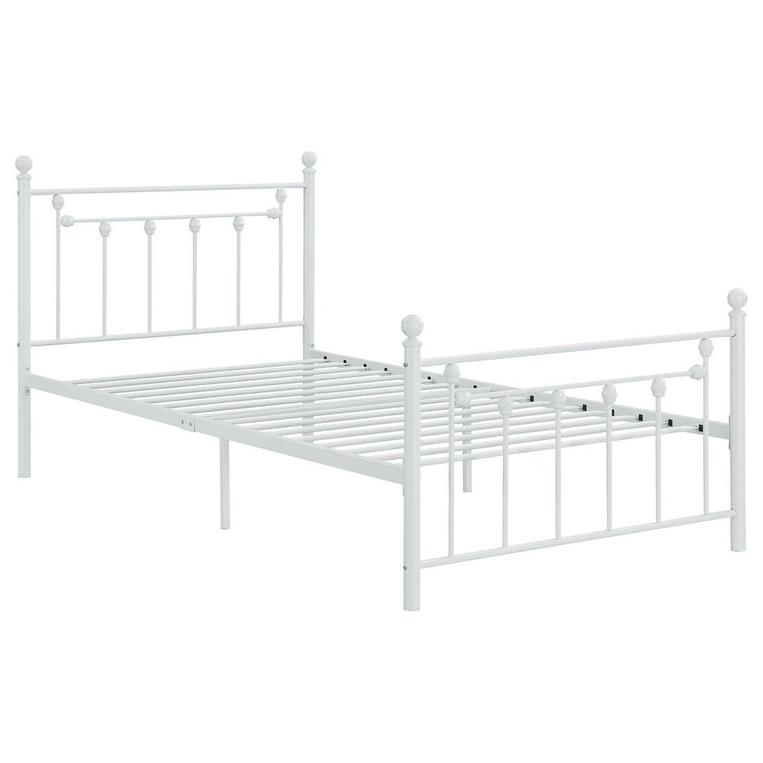 Matte White Slatted Twin Platform Bed Box Spring Not Required Twin White Metal Bedroom Transitional Bed Frame Metal