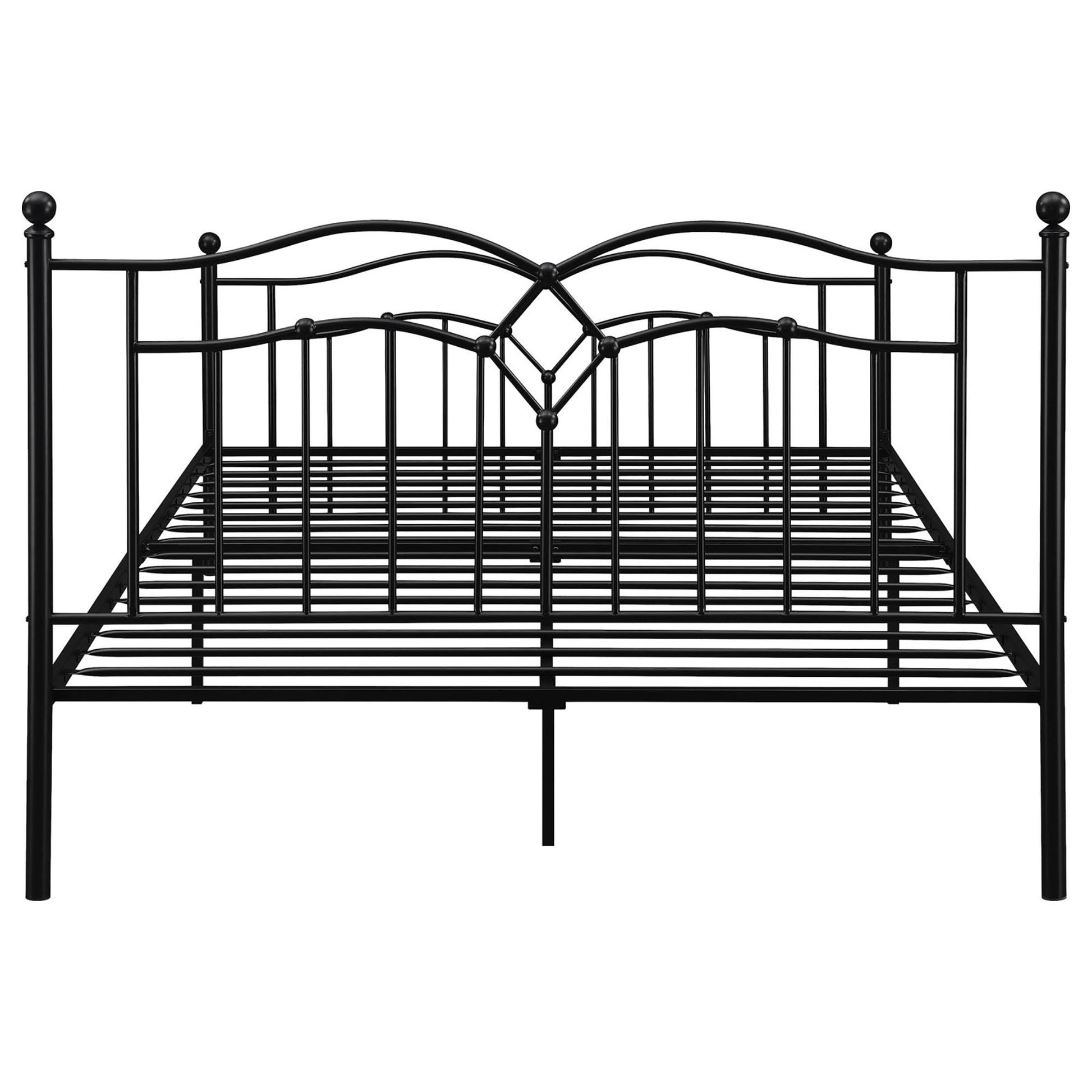 Black Slat Headboard Queen Bed Box Spring Not Required Queen Black Metal Bedroom Transitional Open Frame Metal