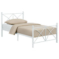 White Twin Platform Bed Box Spring Not Required Twin White Metal Bedroom Contemporary,Modern Open Frame Metal