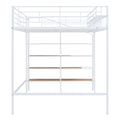 Full Size Metal Loft Bed With Upper Grid Storage Shelf And Lateral Storage Ladder, White White Mdf Metal