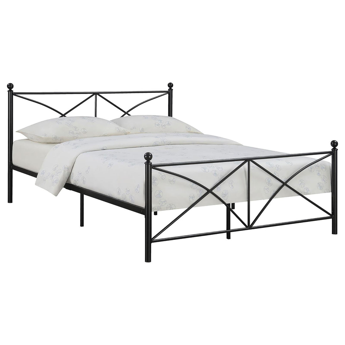 Black Queen Platform Bed Box Spring Not Required Queen Black Metal Bedroom Contemporary,Modern Open Frame Metal