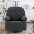 Modern Chenille Recliner Chairs Swivel Massage Rocker Recliner With Heat Dark Gray Chenille Manual Handle Metal Primary Living Space Soft Cushion Back Heavy Duty American Design,Artsy,Casual,Cute Pillow Top Arms Foam Chenille