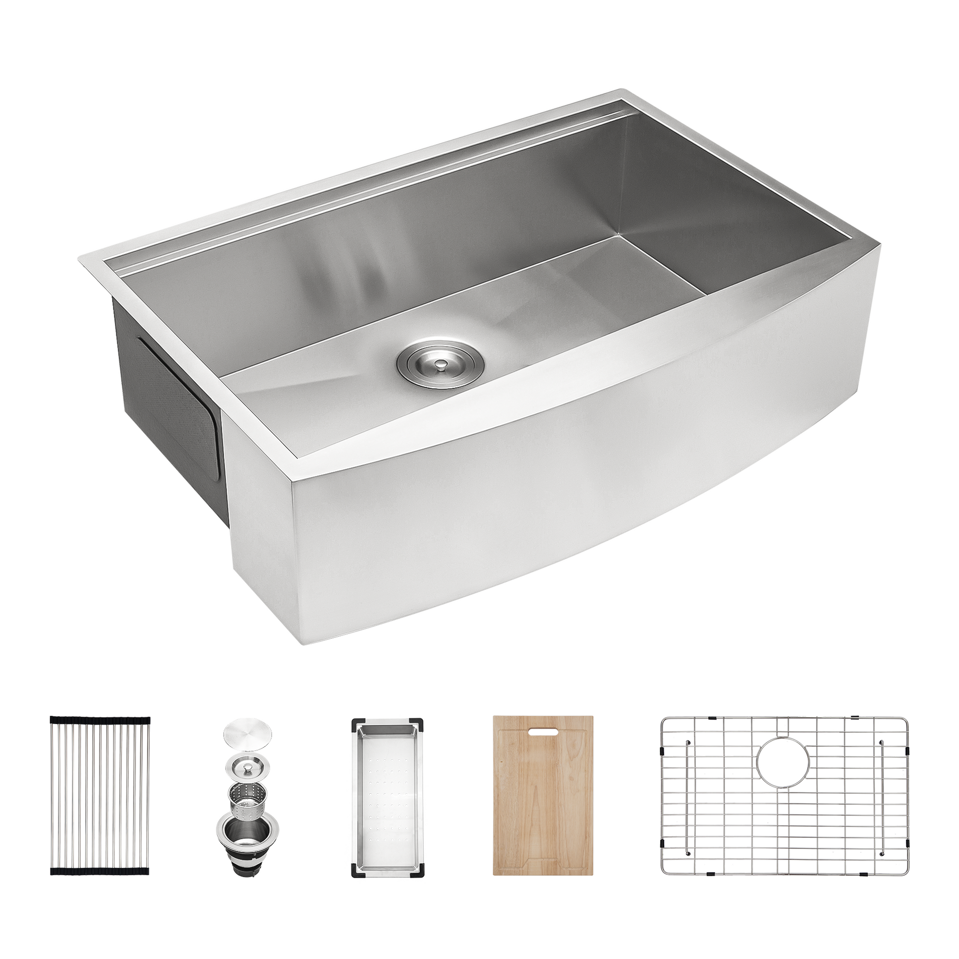 36 Farmhouse Sink Workstation 36*21*9 Inch Kitchen Sink Stainless Steel 18 Gauge Apron Front Kitchen Sink Brushed Nickel Stainless Steel