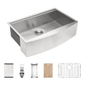 33 Farmhouse Sink Workstation 33*21*9 Inch Kitchen Sink Stainless Steel 18 Gauge Apron Front Kitchen Sink Brushed Nickel Stainless Steel