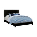 Black Full Panel Bed Box Spring Required Full Black Wood Bedroom Transitional Panel Foam Faux Leather Upholstered