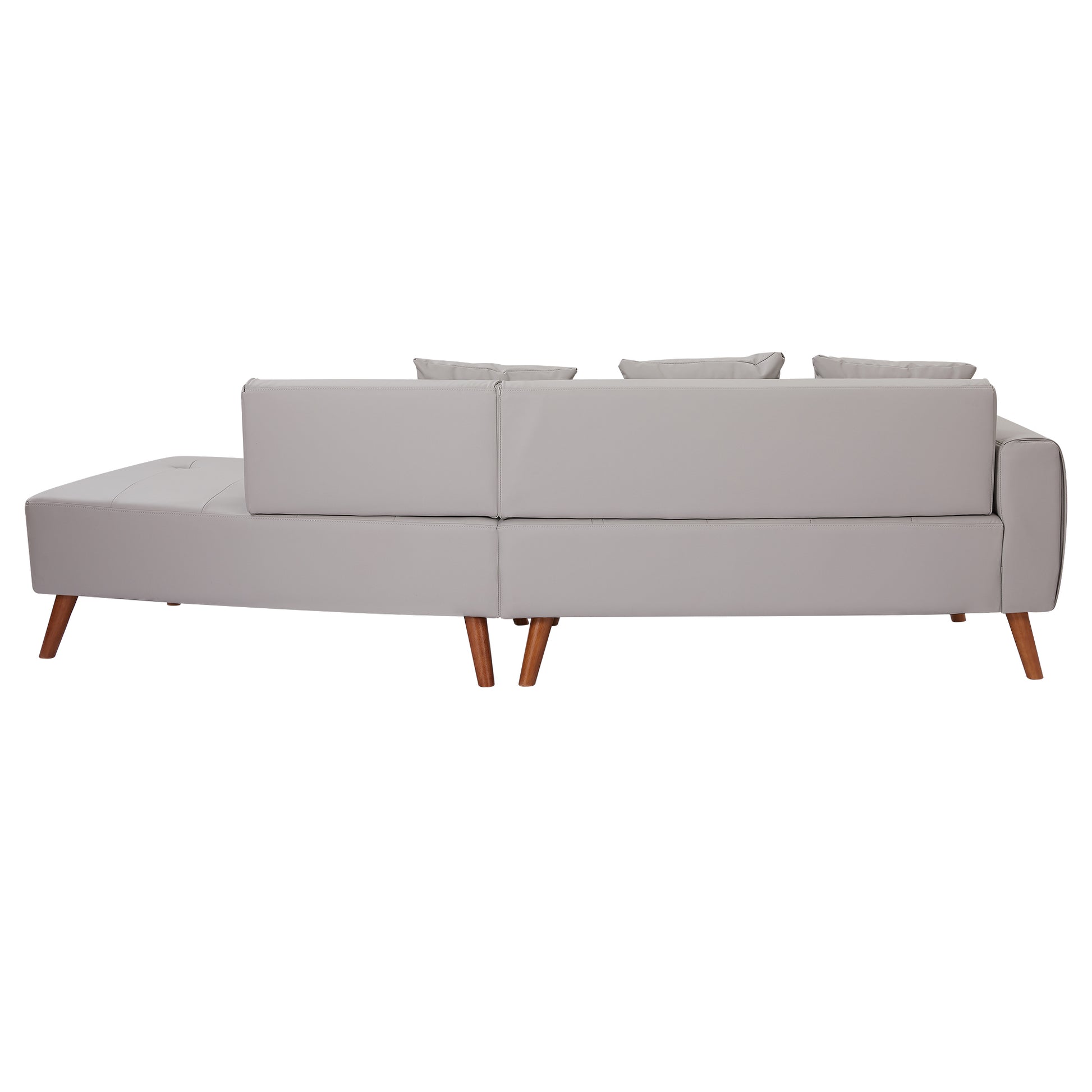 107" Contemporary Sofa Stylish Sofa Couch With A Round Storage Ottoman And Three Removable Pillows For Living Room, Grey Grey Pu 2 Seat