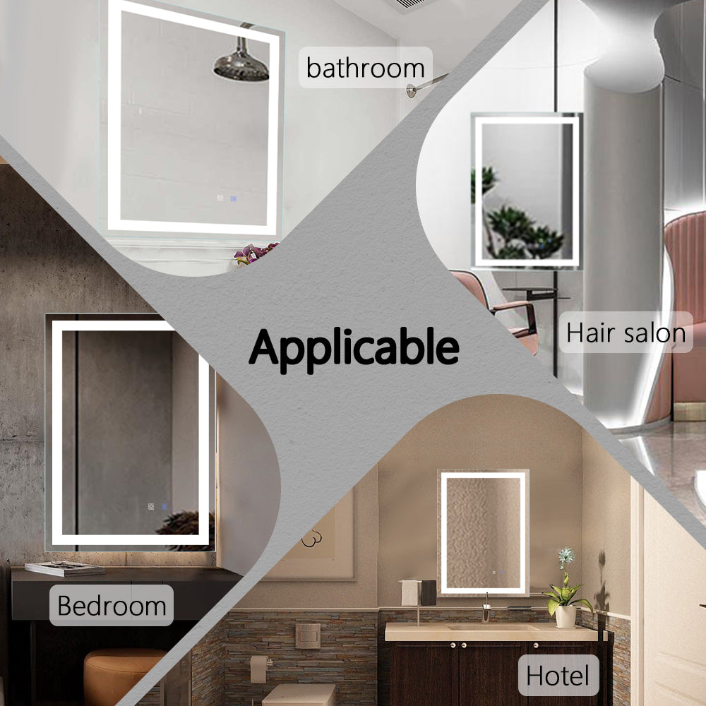 Led Bathroom Vanity Mirror With Light,20X 28 Inch, Anti Fog, Dimmable,Color Temper 5000K,Backlit Front Lit,Both Vertical And Horizontal Wall Mounted Vanity Mirror 20X28 White Iron