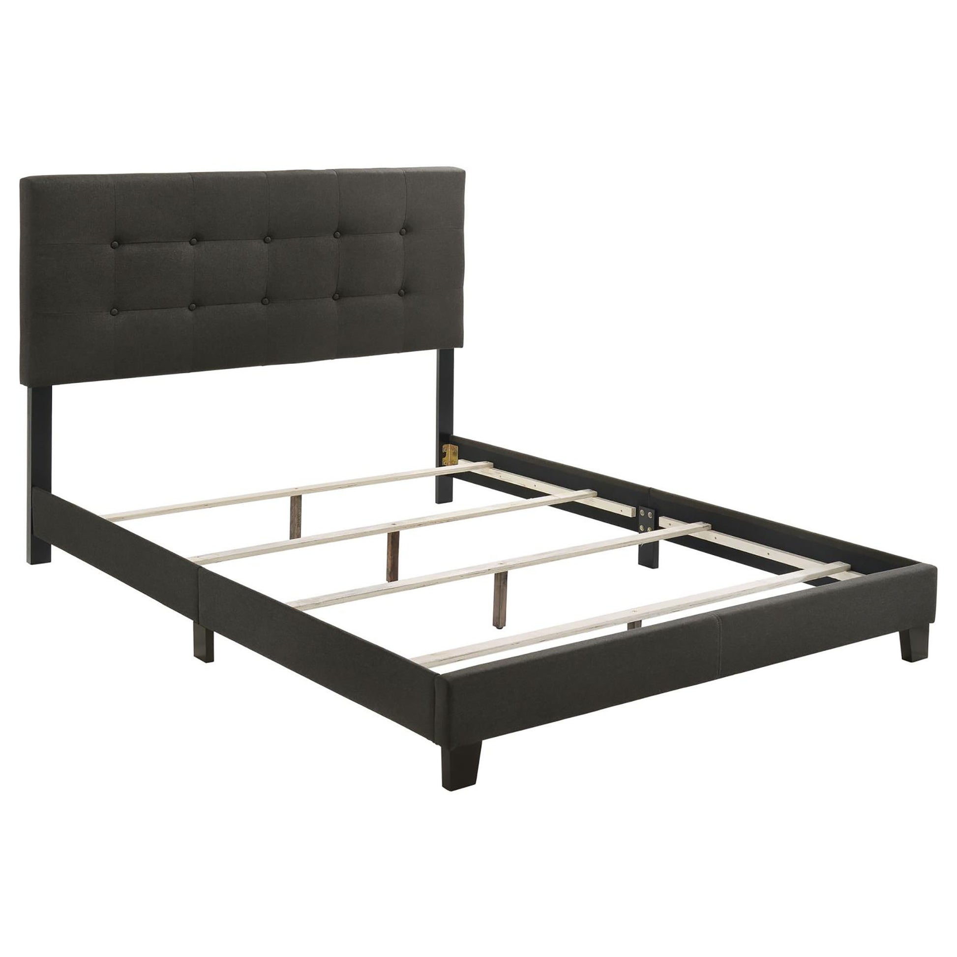 Charcoal Tufted Full Panel Bed Box Spring Required Full Charcoal Wood Bedroom Transitional Panel Foam Upholstered