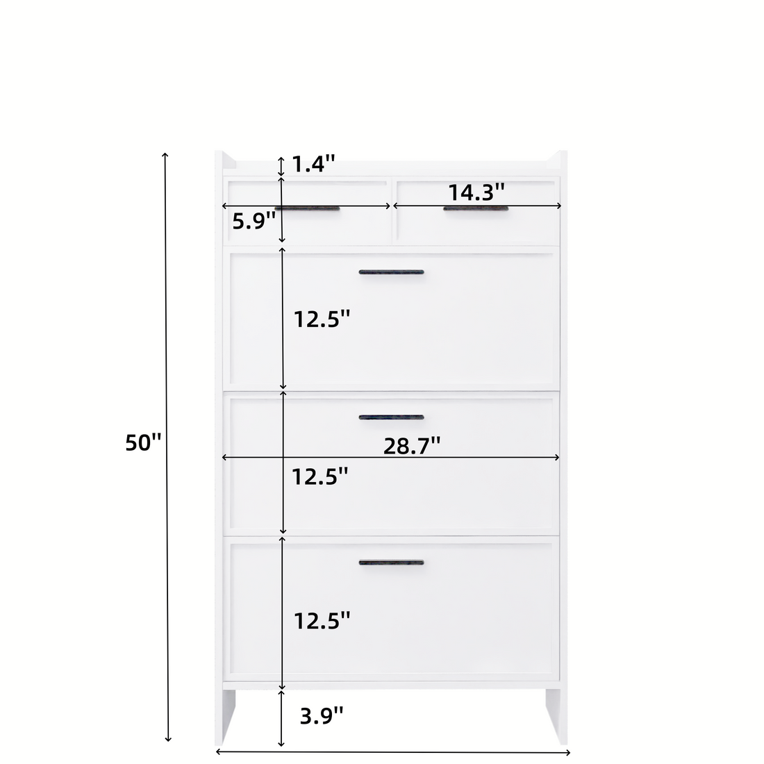 Pvc Surface Shaker Shape Door Shoe Rack 3 Doors Shoe Cabinet With 2 Drawers With Open Space For Shoes Standard 1 2 Drawers Matte White Primary Living Space Drawers Included Modern Mdf