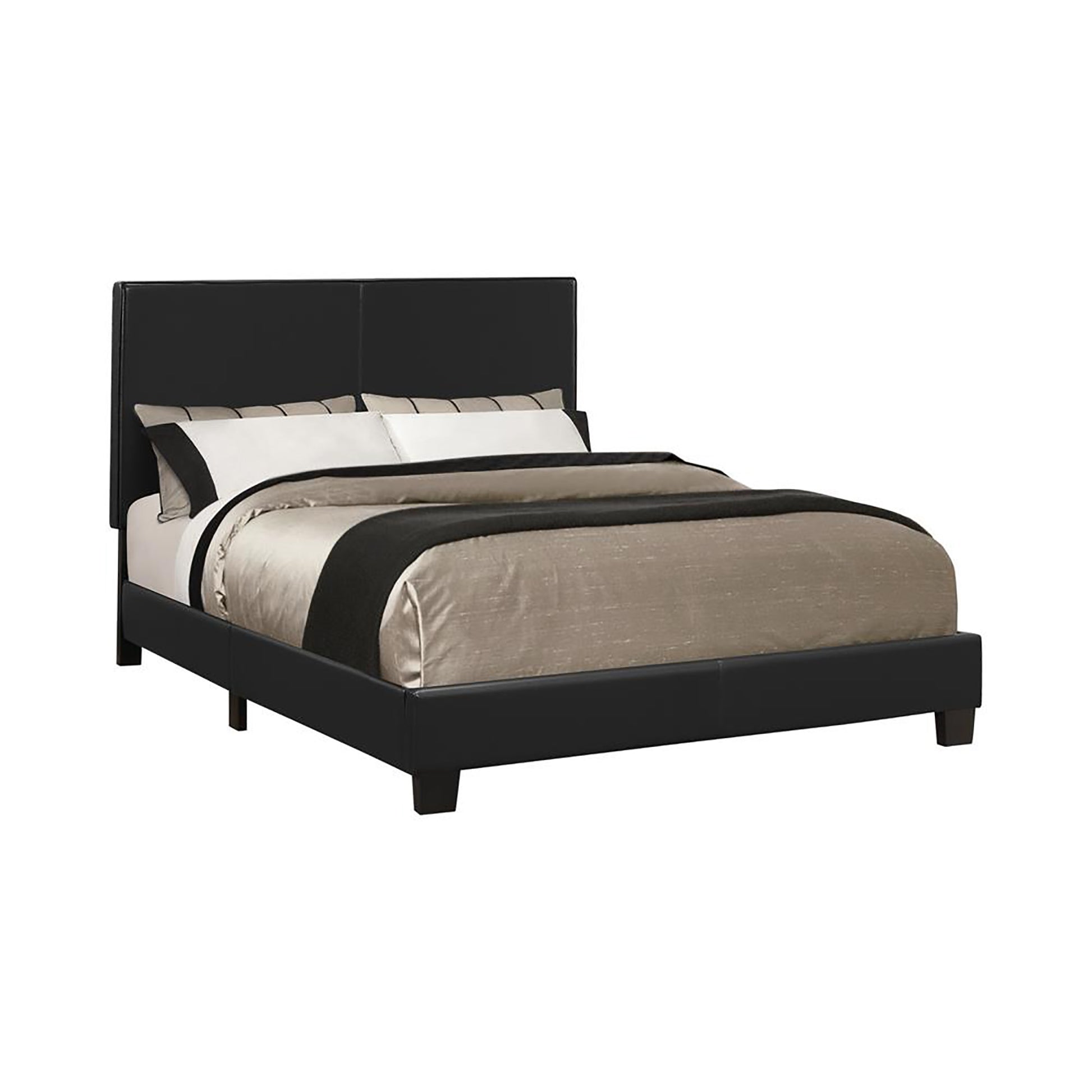 Black Platform Twin Bed Box Spring Not Required Twin Black Wood Bedroom Transitional Rubberwood Faux Leather Upholstered