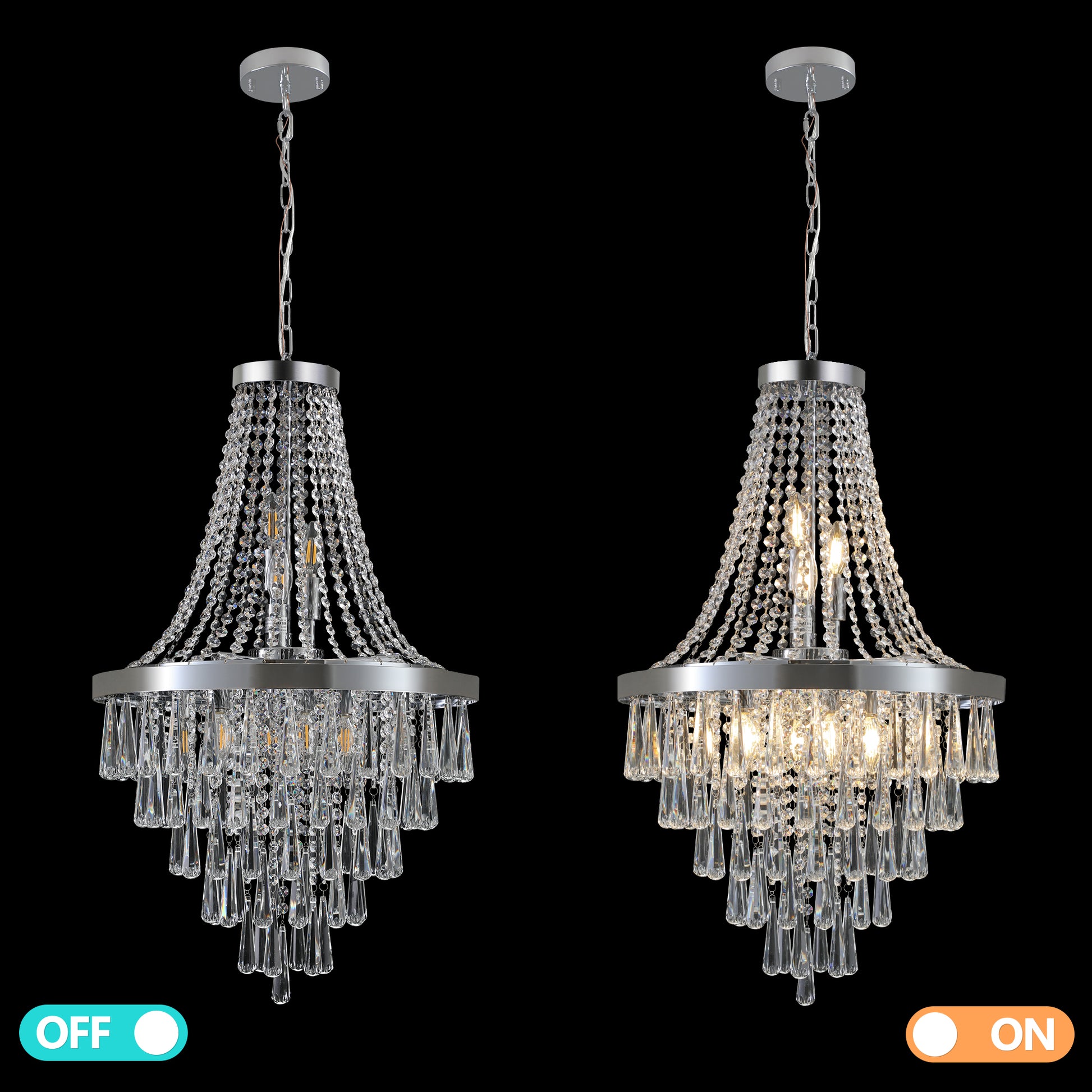 Same As W1340P143191 L5004 500 C Chromium Color Crystal Chandeliers,Large Contemporary Luxury Ceiling Lighting Bulb Not Included Chrome Luxury Crystal,Iron