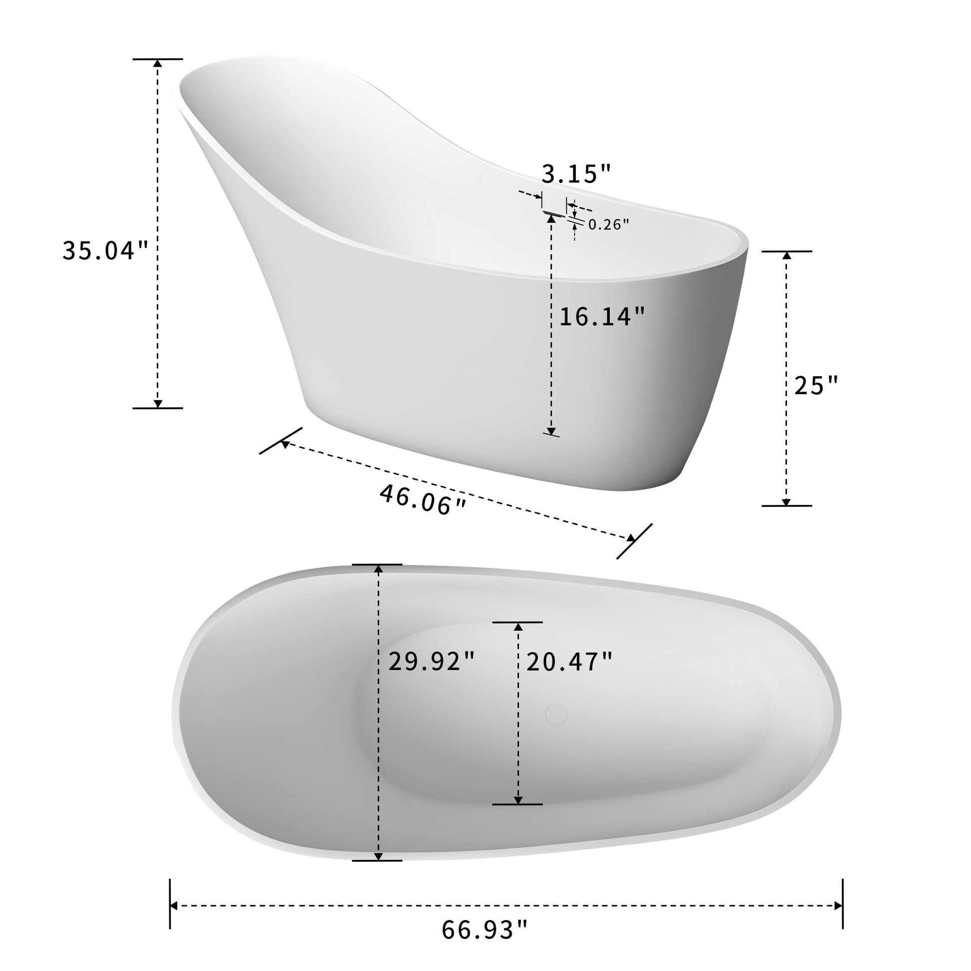 1700Mm Solid Surface Bathtub Matte White Color Matte White Oval Bathroom Freestanding Tubs Matte 61 69 In Classic,Luxury,Modern Soaking Center Solid Surface Solid Surface