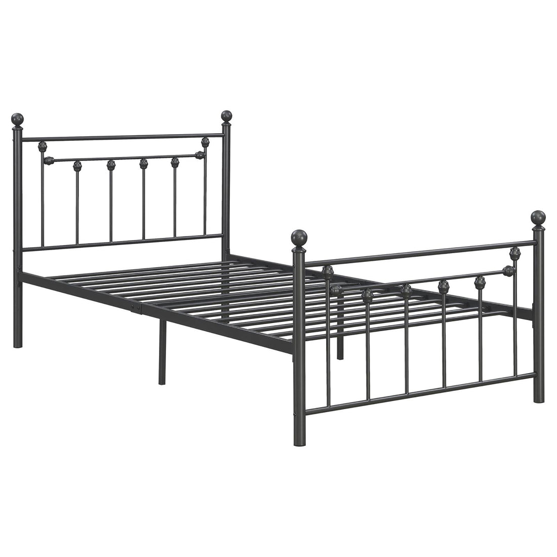 Gunmetal Slatted Twin Platform Bed Box Spring Not Required Twin Grey Metal Bedroom Transitional Bed Frame Metal