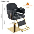 Elegant Barber Chair,Salon Chair For Hair Stylis,With Heavy Duty Hydraulic Pump Adjustable Barber Chair For Beauty Salon Spa Equipment,Black Golden Black Modern Metal