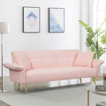 70 Inch Teddy Fleece Sofabed, Convertible Futon Sofabed With Adjustable Arms And Backrest, Modernsofa For Living Room And Bedroom. Pink Light Brown Velvet Wood Primary Living Space Medium Soft Loose Back Contemporary Eucalyptus Foam Foam 2 Seat