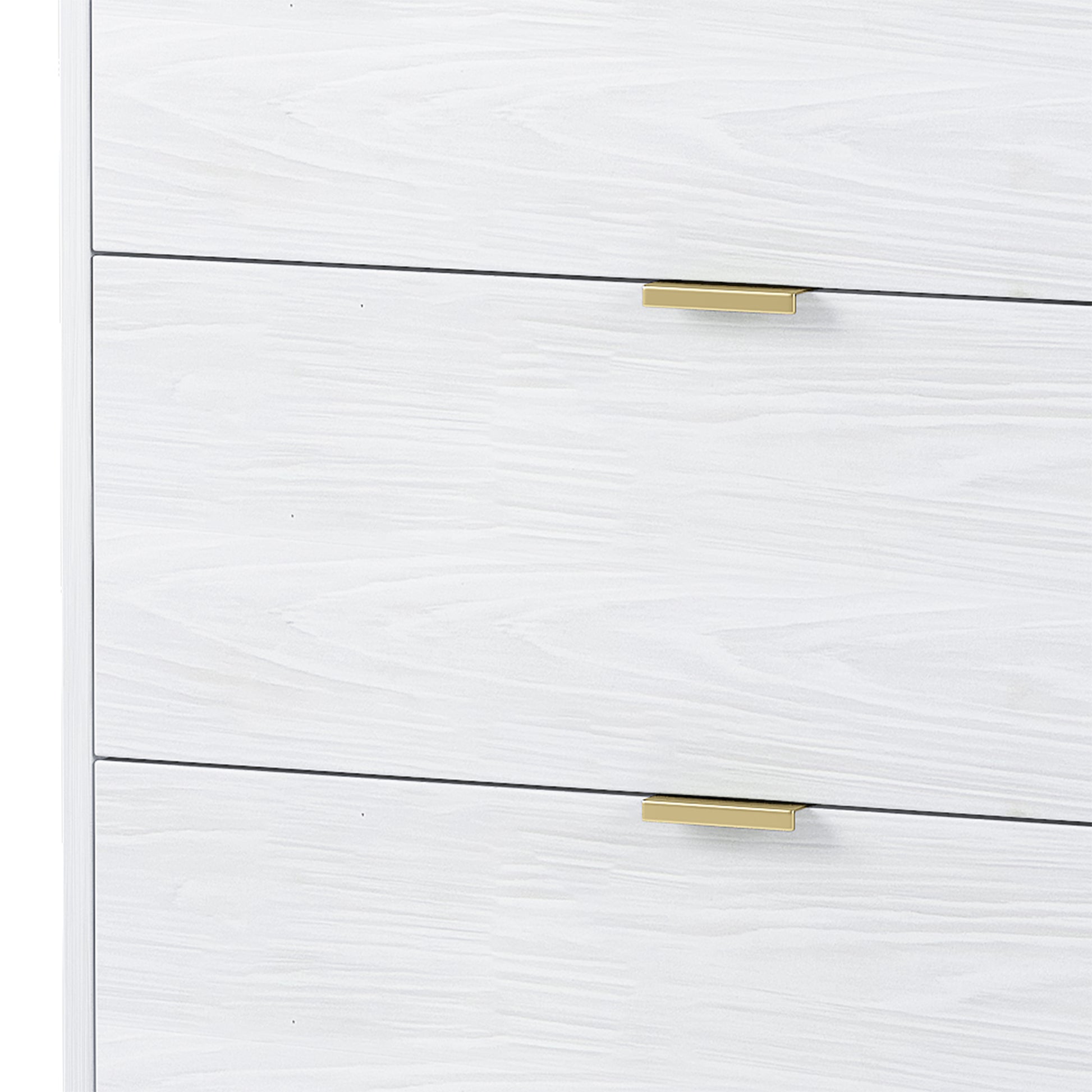 55" Long 6 Drawer Dresser With Marbling Worktop, Mordern Storage Cabinet With Metal Leg And Handle For Bedroom, White White Mdf Metal