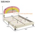 Full Size Upholstered Platform Bed With Rainbow Shaped And Height Adjustbale Headboard,Led Light Strips,Beige Beige Upholstered