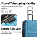 Hardshell Luggage Sets 3 Piece Double Spinner 8 Wheels Suitcase With Tsa Lock Lightweight 20''24''28'' Blue Abs