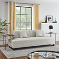 Linen Fabric 3 Seat Sofa With Two End Tables And Two Pillows, Removable Back And Armrest, Morden Style Upholstered 3 Seat Couch For Living Room Beige Linen Wood Medium Soft Loose Back Eucalyptus Square Arms Foam 3 Seat