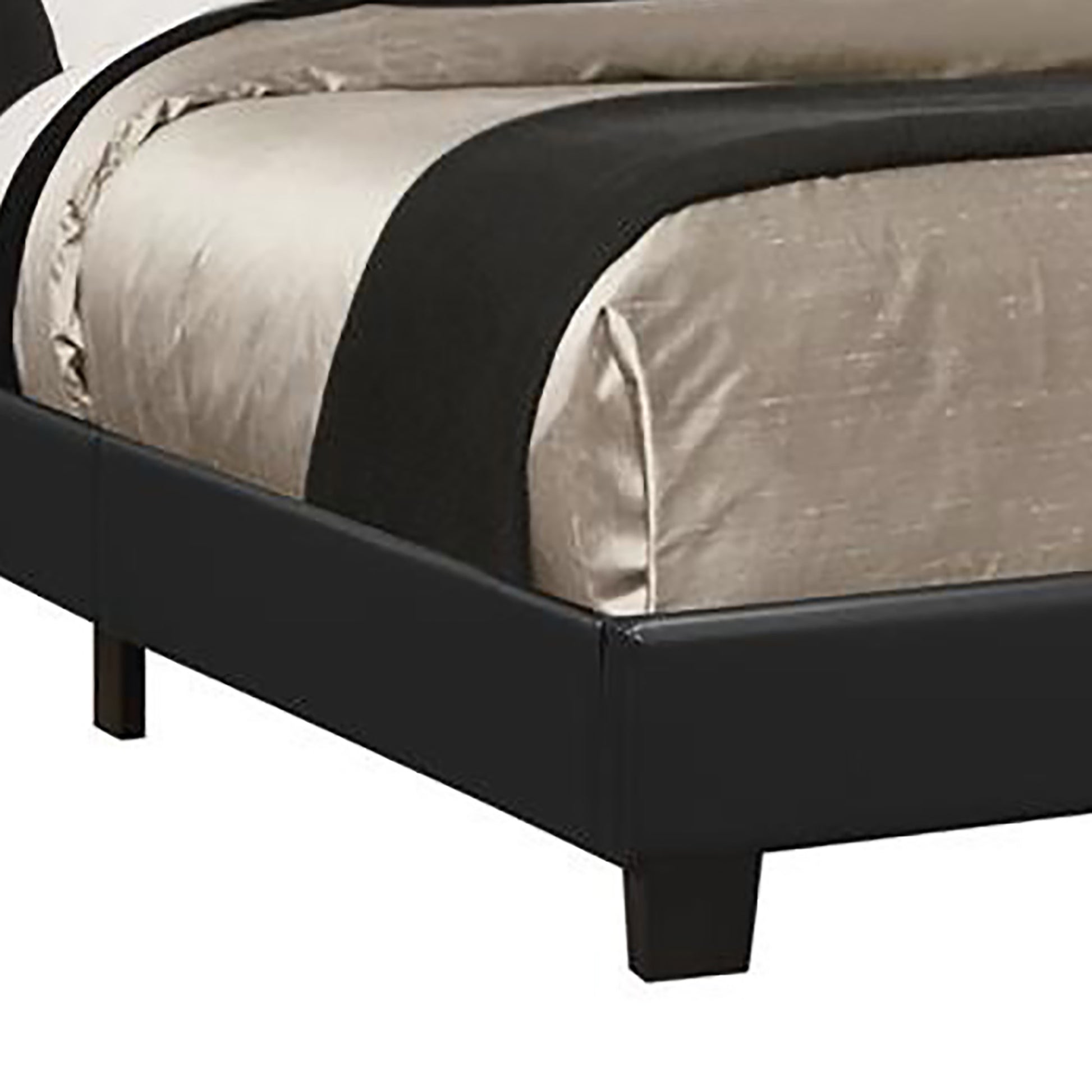 Black Platform Twin Bed Box Spring Not Required Twin Black Wood Bedroom Transitional Rubberwood Faux Leather Upholstered