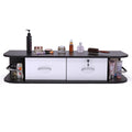 Wall Mounted Barber Station, Beauty Table With Locking Drawer, Beauty Spa Salon Styling Equipment, Black And White Black White Particle Board