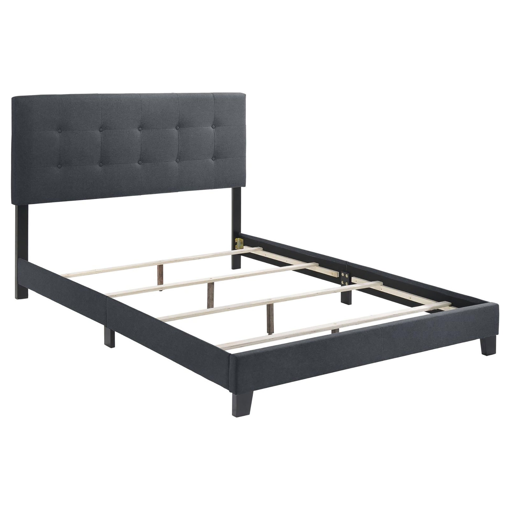 Grey Tufted Full Panel Bed Box Spring Required Full Grey Wood Bedroom Transitional Panel Foam Upholstered