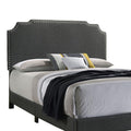 Grey Queen Panel Bed With Trim Box Spring Required Queen Grey Wood Bedroom Transitional Panel Foam Upholstered