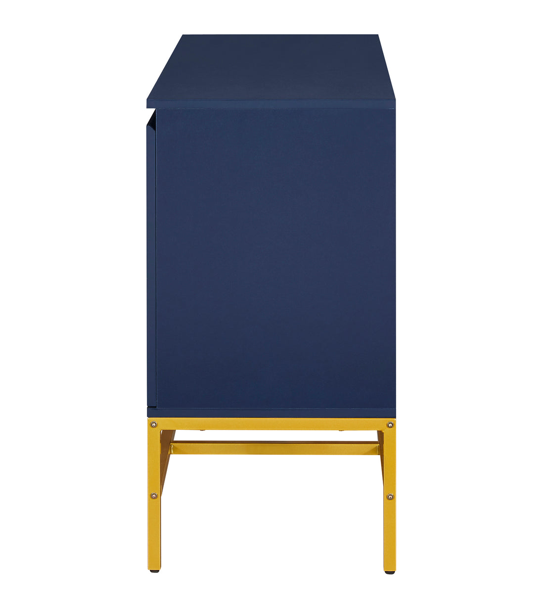 Minimalist & Luxury Cabinet Two Door Sideboard With Gold Metal Legs For Living Room, Dining Room Navy Navy Particle Board