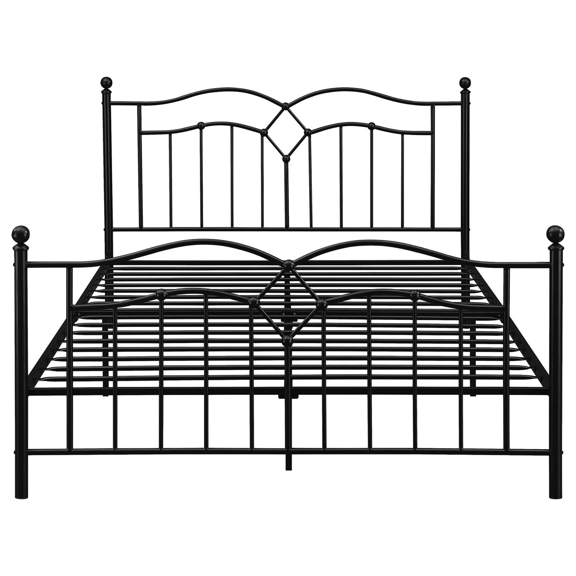 Black Slat Headboard Queen Bed Box Spring Not Required Queen Black Metal Bedroom Transitional Open Frame Metal