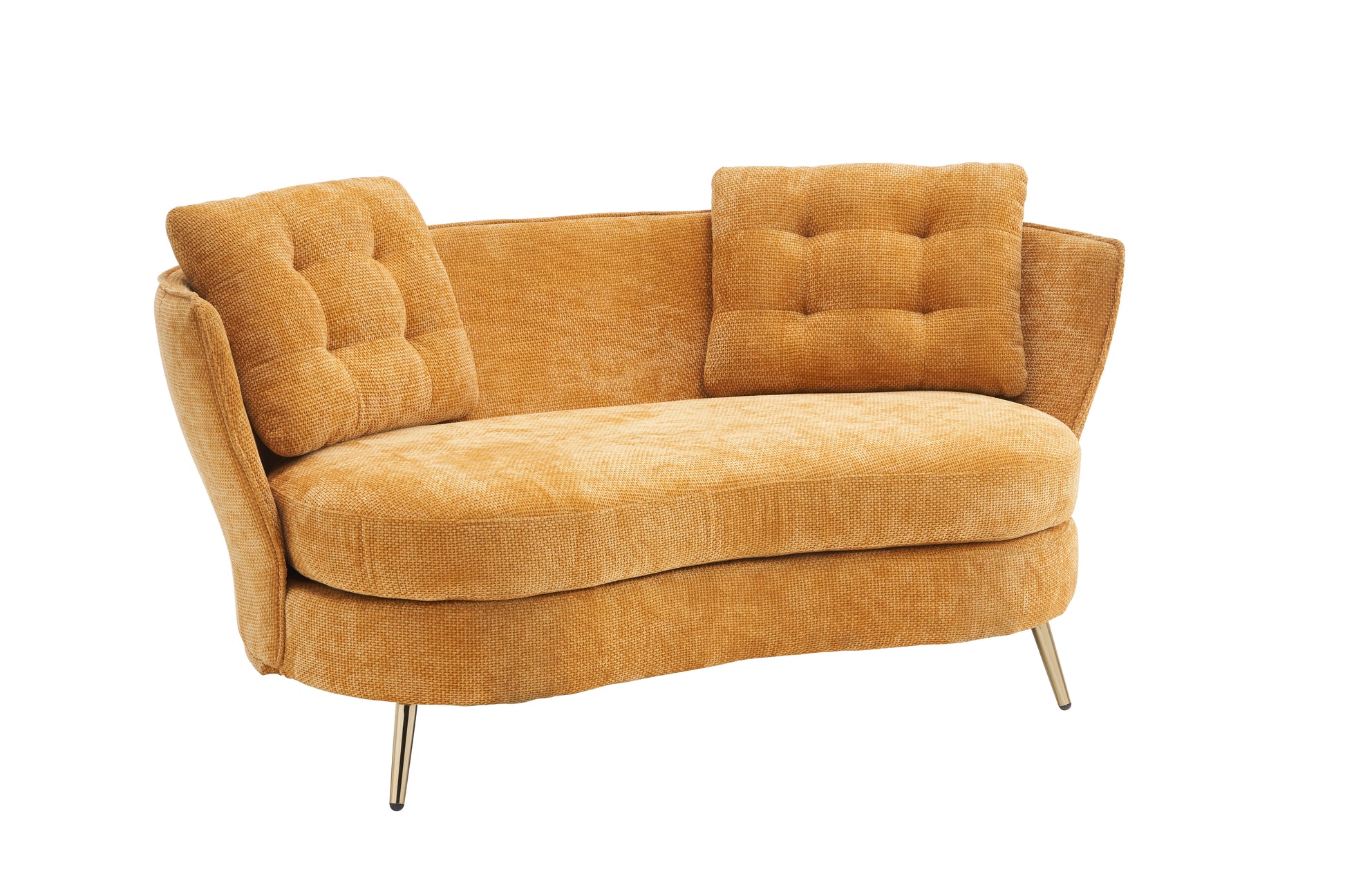 Polyester Fiber Loveseat Sofa Upholstered Couch With Golden Metal Legs Club Two Seat Sofa For Living Reading Room Bedroom Apartment Small Space Dorm,Yellow. Yellow Polyester Wood Primary Living