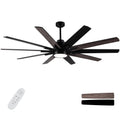 72 In.Integarted Led Large Black Double Finish Ceiling Fan With Remote Control Antique Black Classic,Contemporary,Farmhouse,Rustic Plywood Metal & Wood